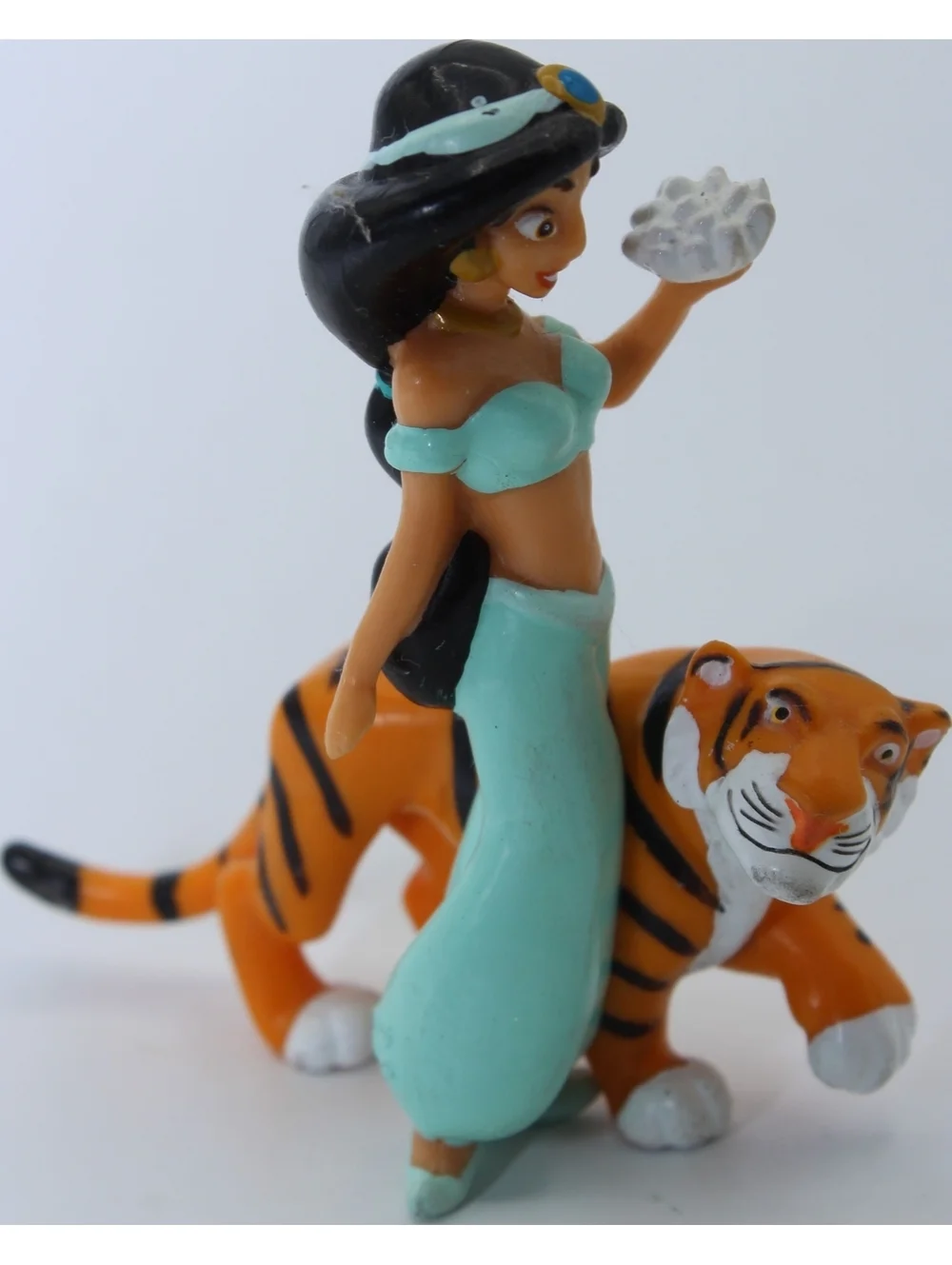 Vintage Disney Aladdin Applause Jasmine Rajah Tiger Sultan PVC Figure Lot 2 pcs